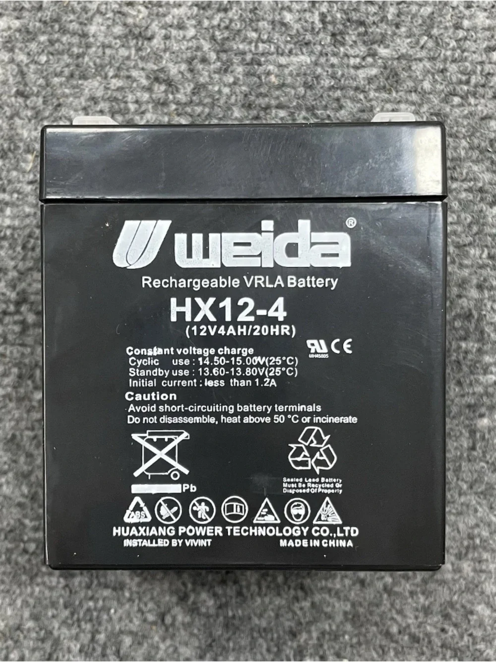 Weida HX12-4 12V 4Ah VRLA Rechargeable Battery Alarm Security UPS Backup